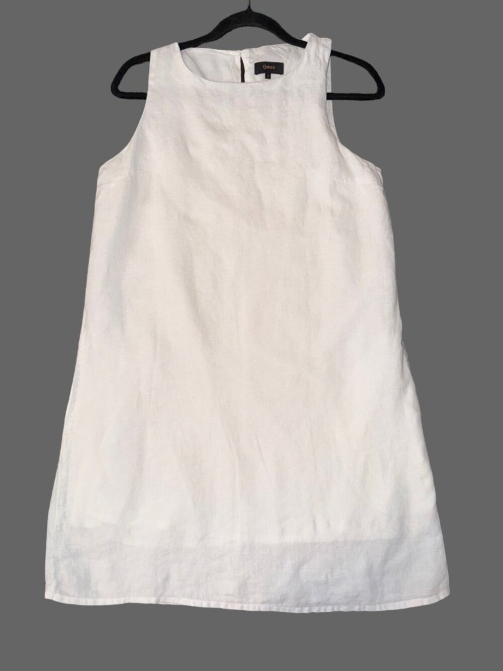 Quince 100% European Linen Tank Mini Dress White Cotton Sz S Lined Pockets Beach